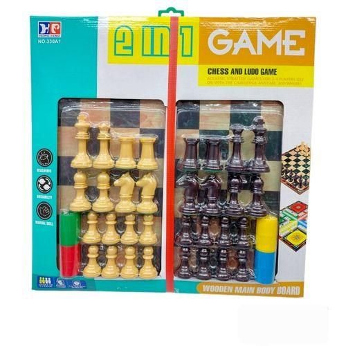 Plateau de jeu multijoueur 2 en 1 : Échecs et Parcheesi (40 cm x 40 cm)