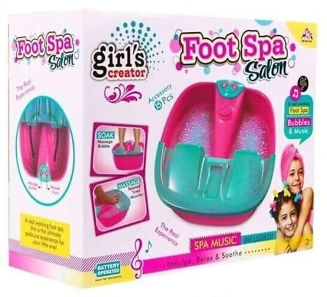 Coffret spa pour pieds Knick Knack Kid pour filles de 7 à 12 ans : kit manucure et pédicure avec soin des pieds, idéal pour les soirées pyjama, (bulles d’eau).