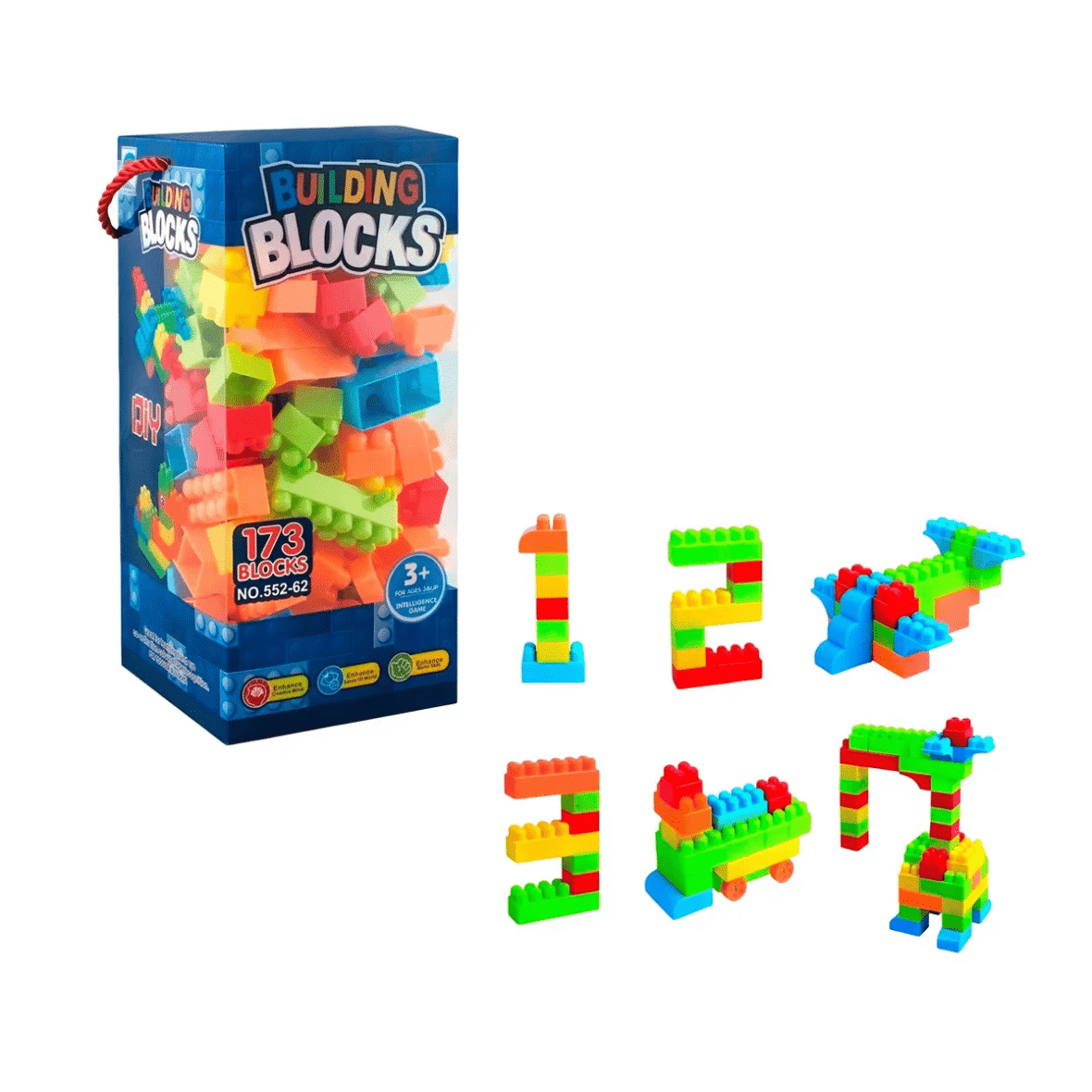 Jeu de construction éducatif de 173 blocs