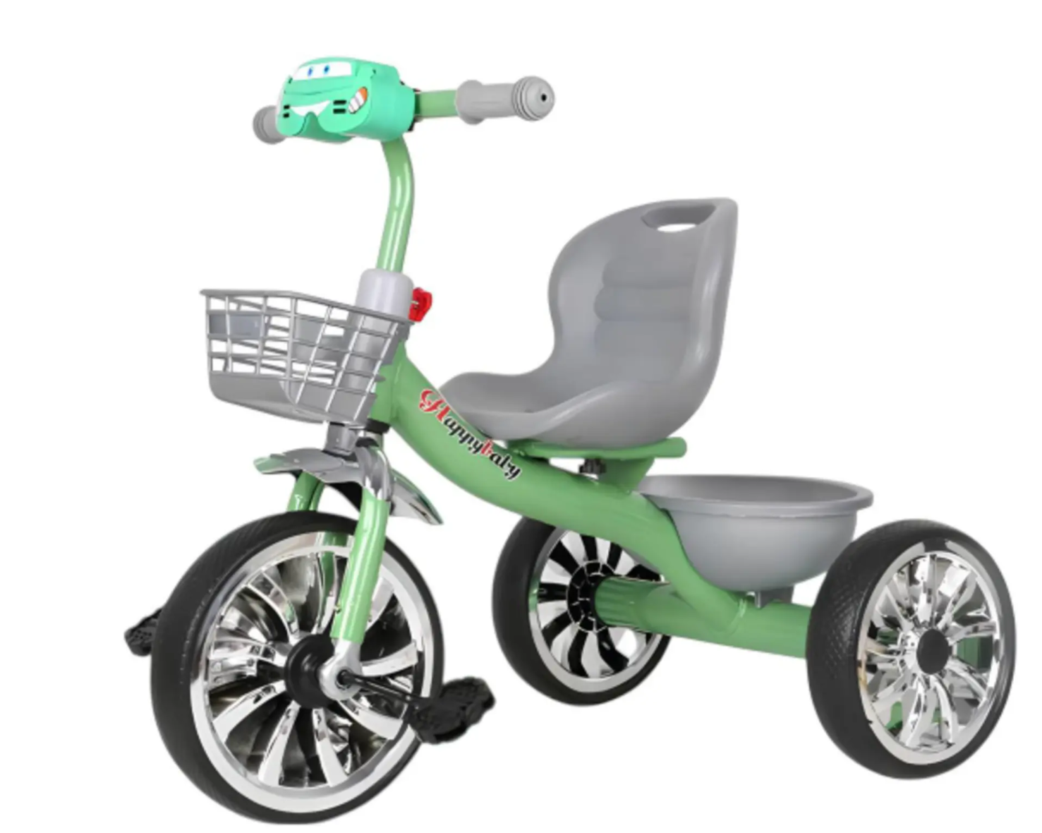 Tricycle Enfant “Sport” avec Panier – Vert métal